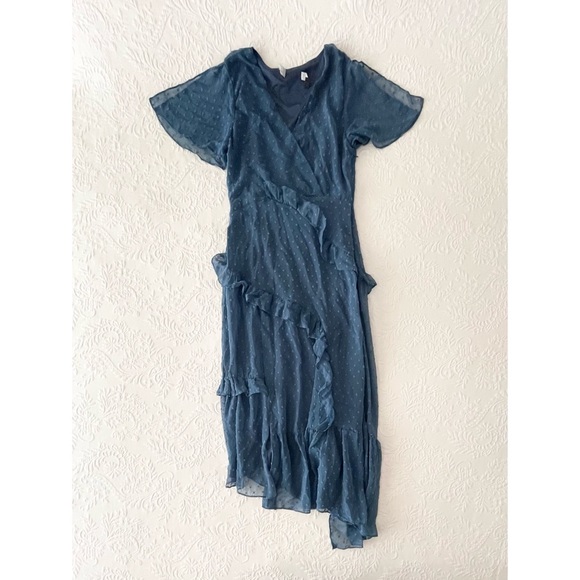 Lulu's Blue Ruffle Midi Dress - Picture 2 of 7
